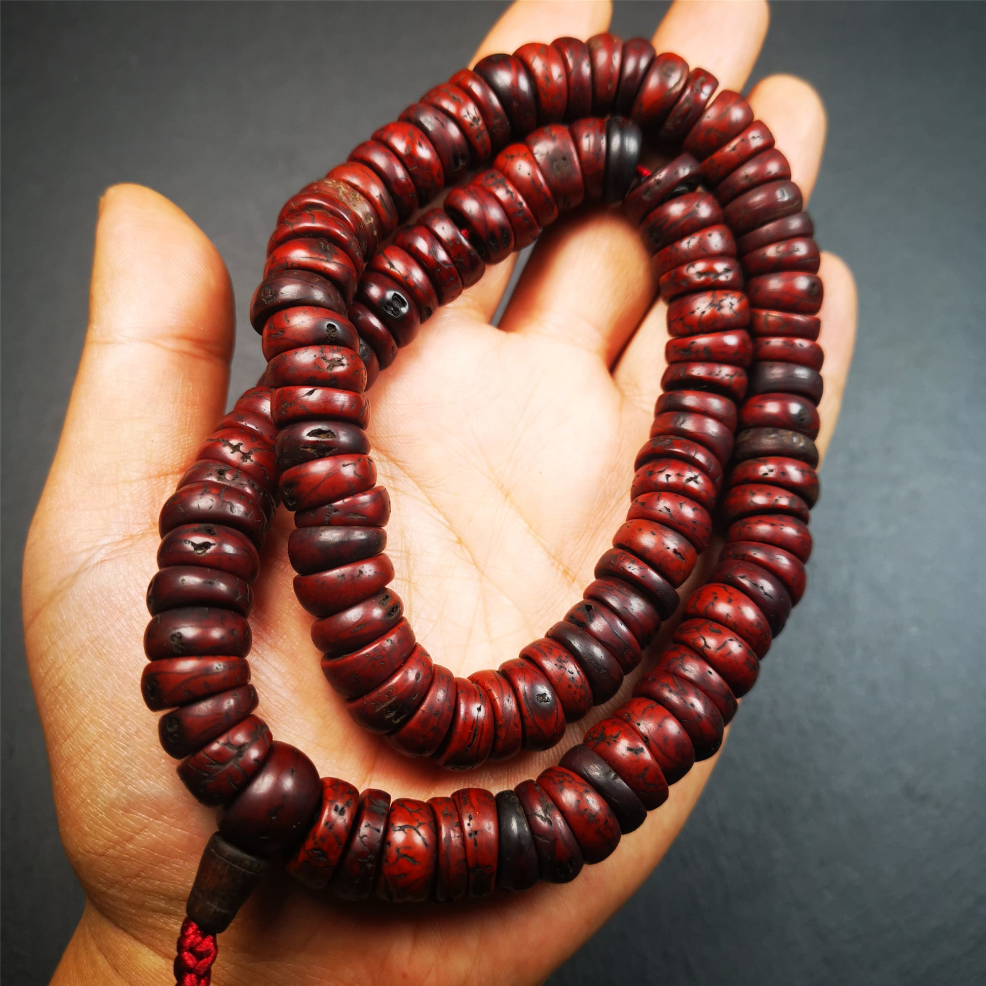 Gandhanra Old 108 Bodhi Seed Beads Mala,13mm Prayer Beads Necklace