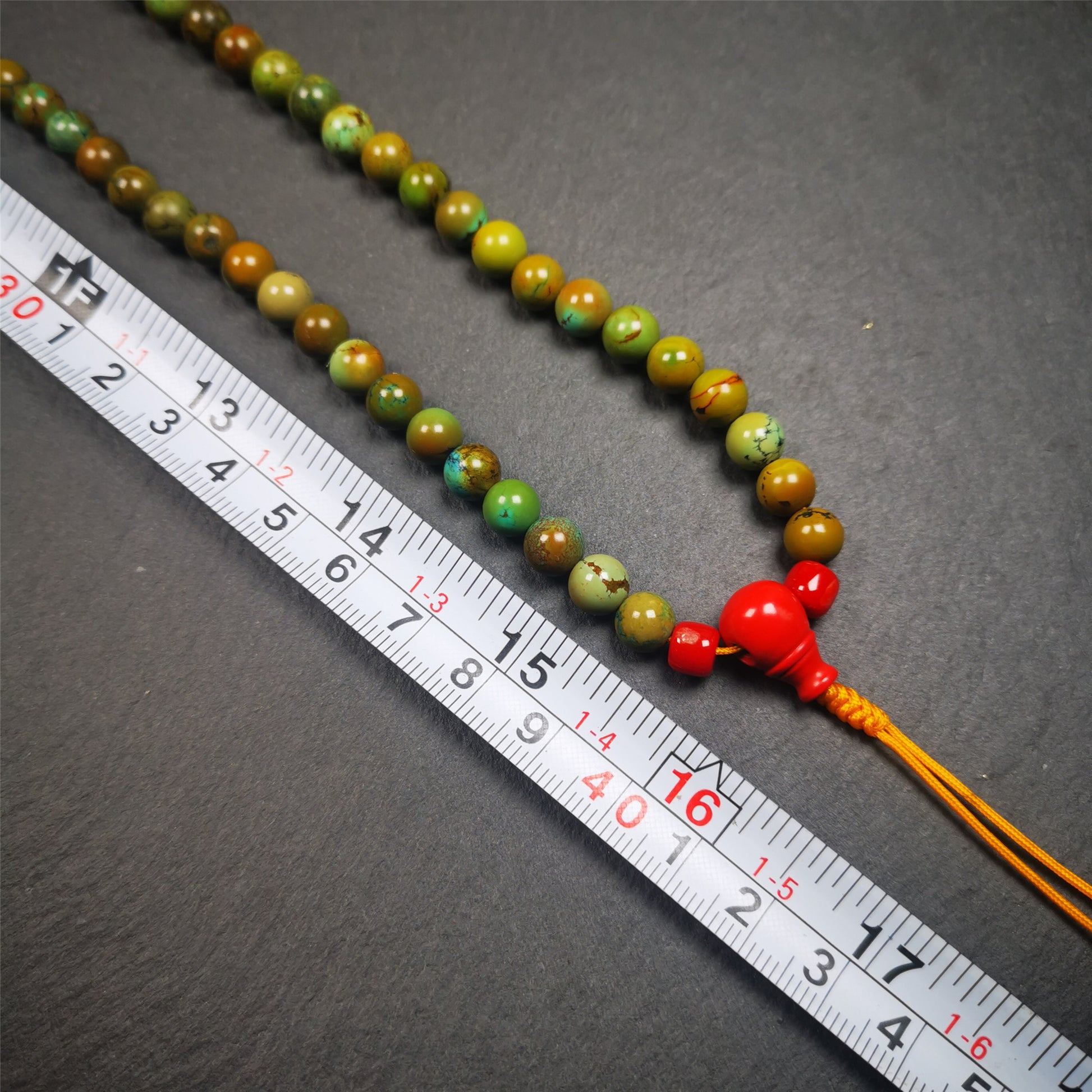 Gandhanra Old 108 Turquoise Beads Mala,Tibetan Prayer Beads for Meditation,Diameter 0.28", Circumference 32 inches