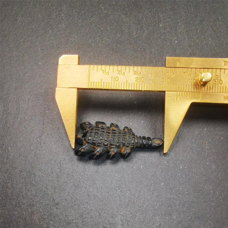 Obsidian Scorpion Amulet 1.38" - Tibetan Buddhist amulet, view 10