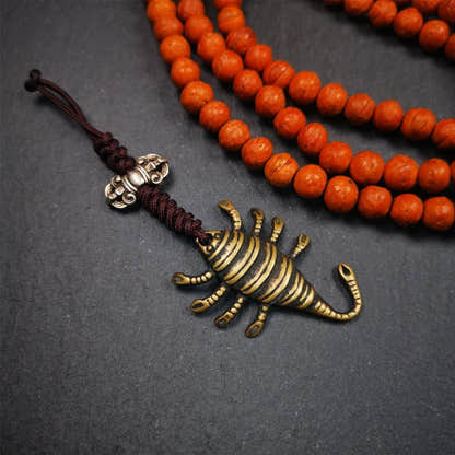 Scorpion Guru Amulet 1.57" - Tibetan Buddhist amulet, front view