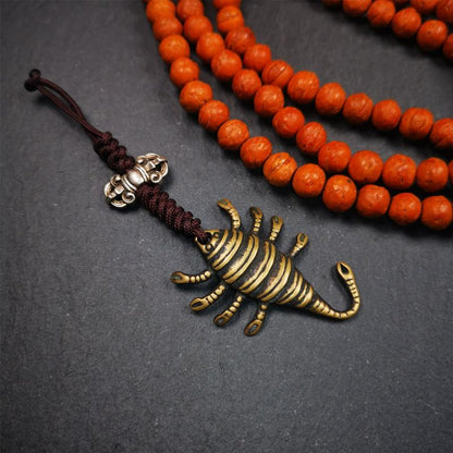 This scorpion amulet is collect from Baiyu Tibet,it is made of brass,yellow color,size is 1.57 inch. You can make it into a necklace pendant, bag hanging,keychain, or just put it on your desk,as an ornament.