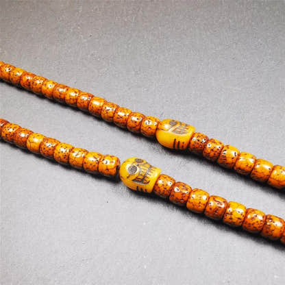 1 Pair of Yak Bone Skull Beads 0.4" - Tibetan Buddhist art, detailed view