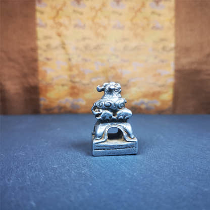Snow Lion Stupa Seal,1.38" - Tibetan Buddhist art, close-up detail