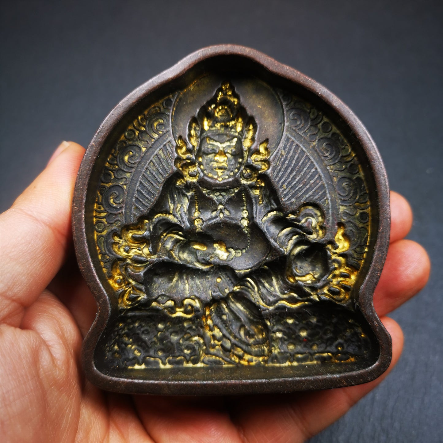 Gandhanra Handmade Tibetan Buddha Statue Tsa Tsa Mold,Yelllow Jambhala,Copper Mould For Making Clay Buddha Statue,Tsha Tsha