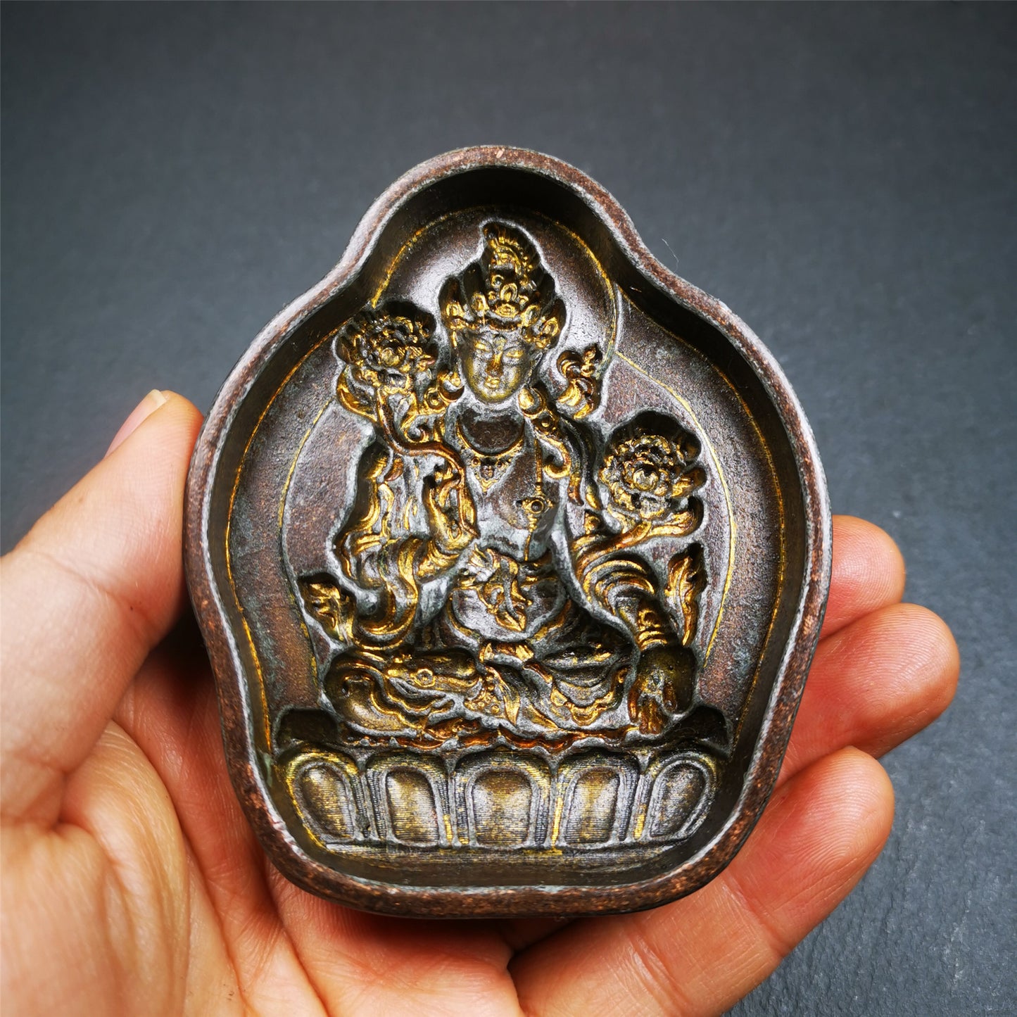 Gandhanra Tibetan Buddha Statue Mold,Green Tara,Tsa Tsa Copper Mould For Making Clay Buddha Statue,Tsha Tsha