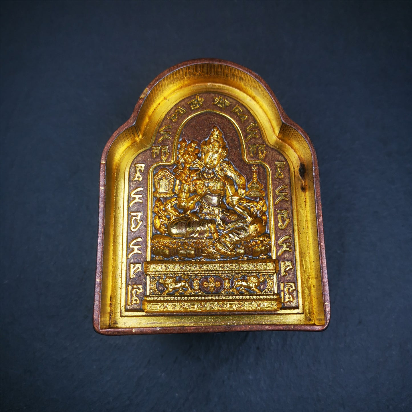Gandhanra Handmade Tibetan Buddha Statue Tsa Tsa Mold,Green Tara with Mantra Mold,Copper Mould For Making Clay Buddha Statue,Tsha Tsha