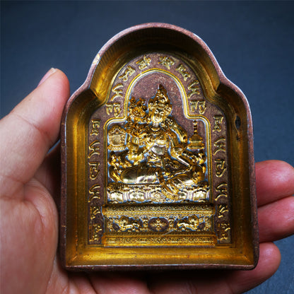 Gandhanra Handmade Tibetan Buddha Statue Tsa Tsa Mold,Green Tara with Mantra Mold,Copper Mould For Making Clay Buddha Statue,Tsha Tsha