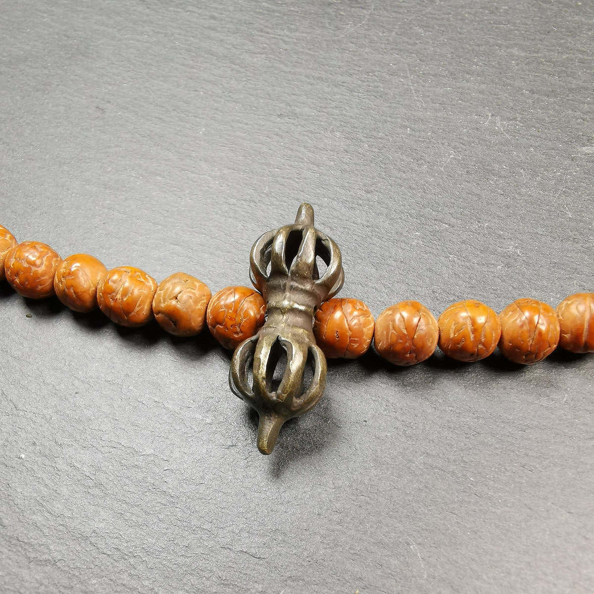 Vintage Tibetan Thokcha Vajra Amulet for Prayer Bead,Mala Pendant,32mm - Tibetan Buddhist mala beads, detailed view