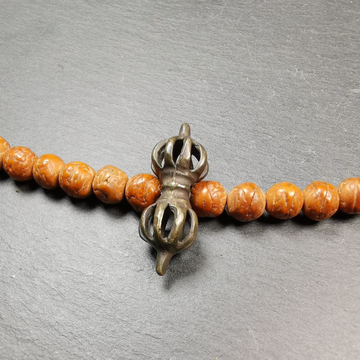 Vintage Tibetan Thokcha Vajra Amulet for Prayer Bead,Mala Pendant,32mm - Tibetan Buddhist mala beads, detailed view