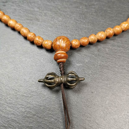 Vintage Tibetan Thokcha Vajra Amulet for Prayer Bead,Mala Pendant,32mm - Tibetan Buddhist mala beads, close-up detail
