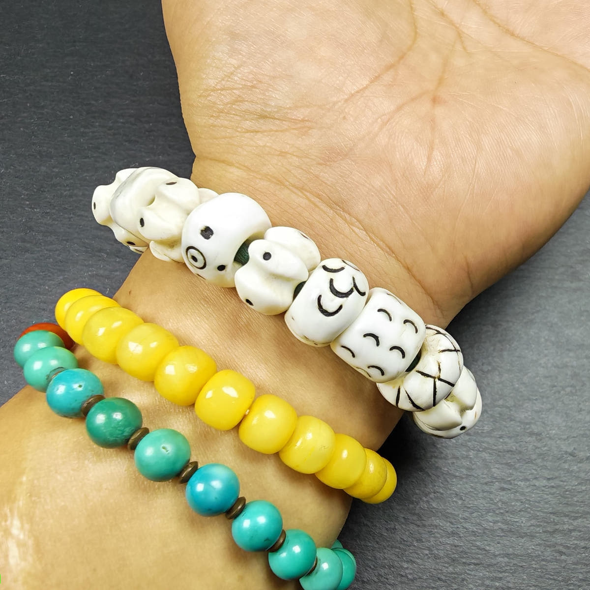 Tibetan Conch Shell Wrist Mala Bracelet - Tibetan Buddhist mala beads, view 8