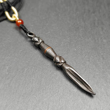 Authentic Tibetan Phurba Pendant Thokcha Amulet 70mm - Tibetan Buddhist amulet, close-up detail