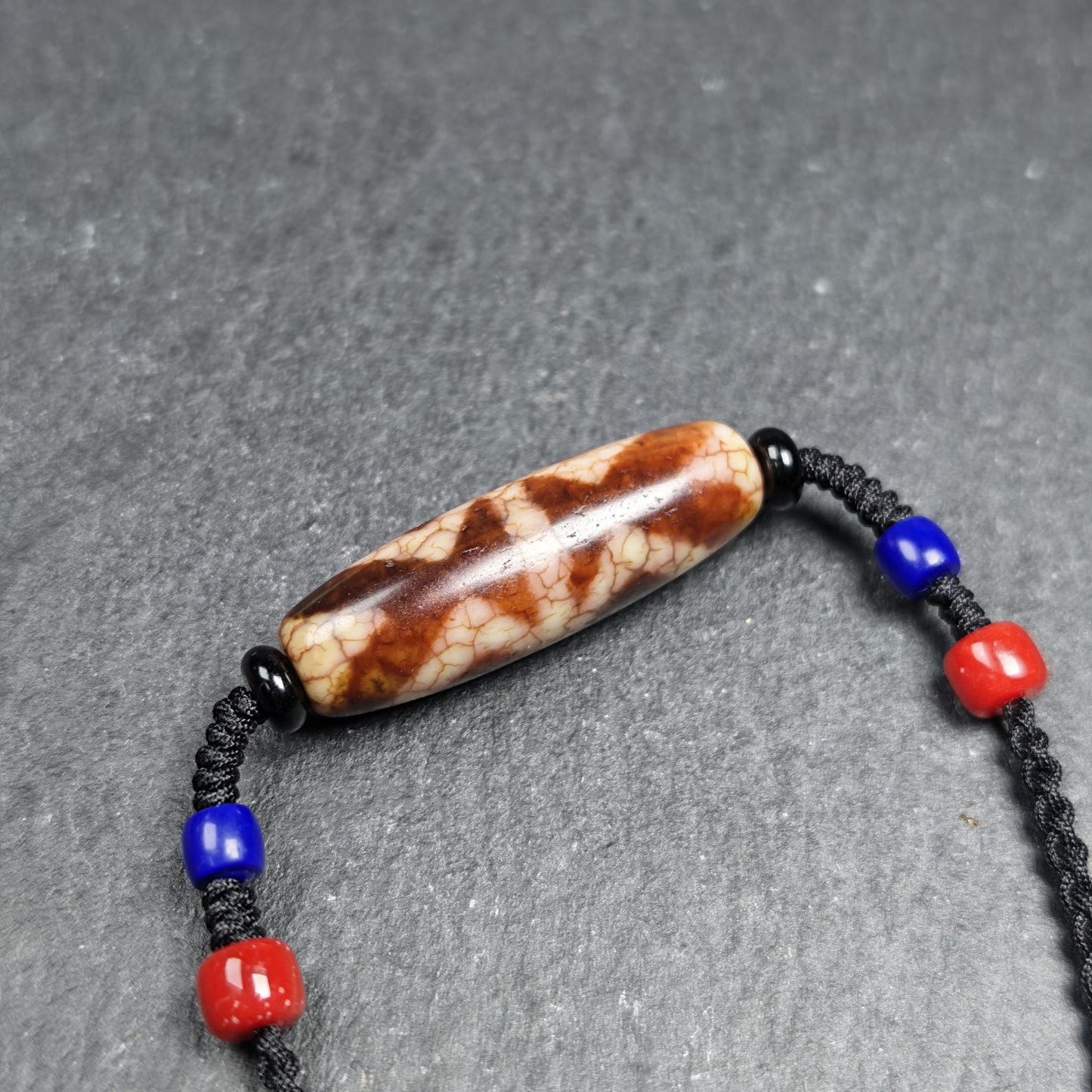 Vintage Fire Agate Vajra Dzi Necklace | 37*12mm