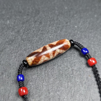 Vintage Fire Agate Vajra Dzi Necklace | 37*12mm