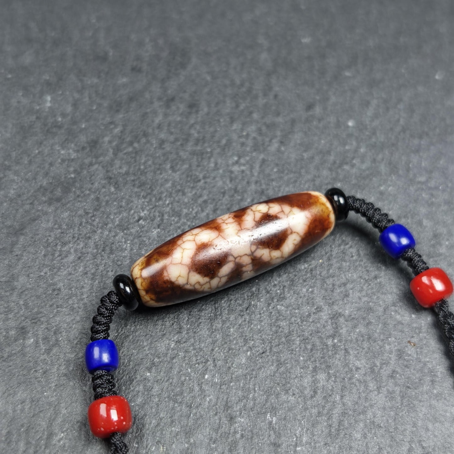 Vintage Fire Agate Vajra Dzi Necklace | 37*12mm