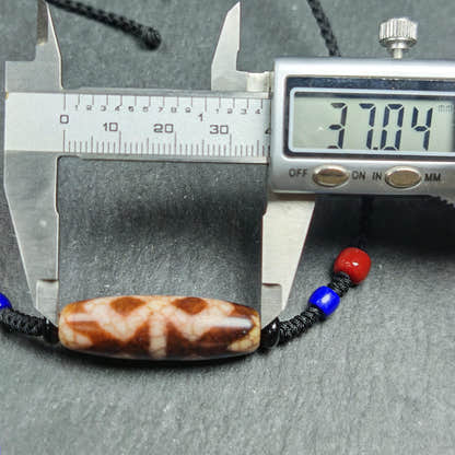 Vintage Fire Agate Vajra Dzi Necklace - Tibetan Buddhist bead necklace, view 13