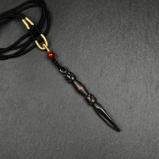 Authentic Tibetan Phurba Pendant Thokcha Amulet 70mm - Tibetan Buddhist amulet, front view