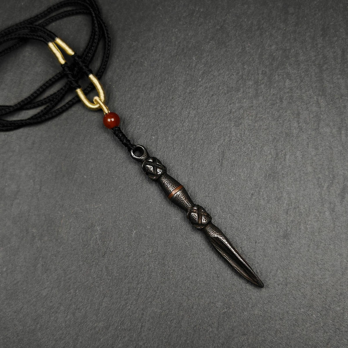 Authentic Tibetan Phurba Pendant Thokcha Amulet 70mm - Tibetan Buddhist amulet, front view