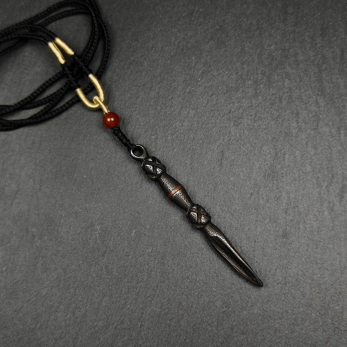 Authentic Tibetan Phurba Pendant Thokcha Amulet 70mm - Tibetan Buddhist amulet, front view