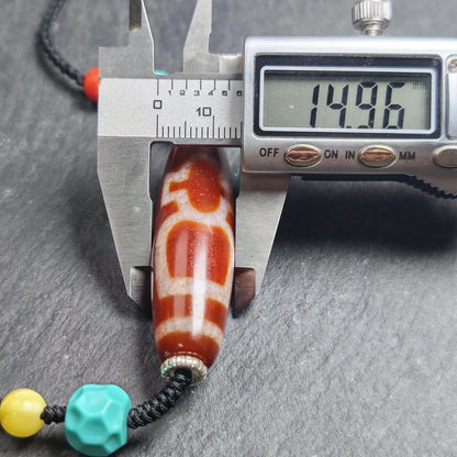 Authentic Fire Agate God of Wealth Dzi Necklace | 50*15mm