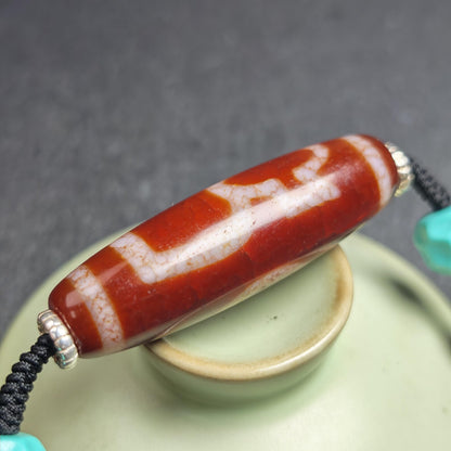 Authentic Fire Agate God of Wealth Dzi Necklace | 50*15mm