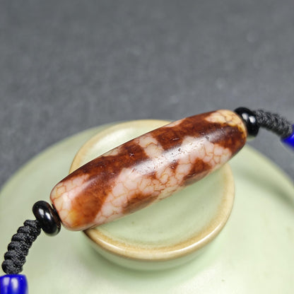 Vintage Fire Agate Vajra Dzi Necklace | 37*12mm