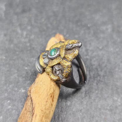 Tibetan Buddhist Vajra Bell Ring,Made of Pure Gold Filled and Silver Filled