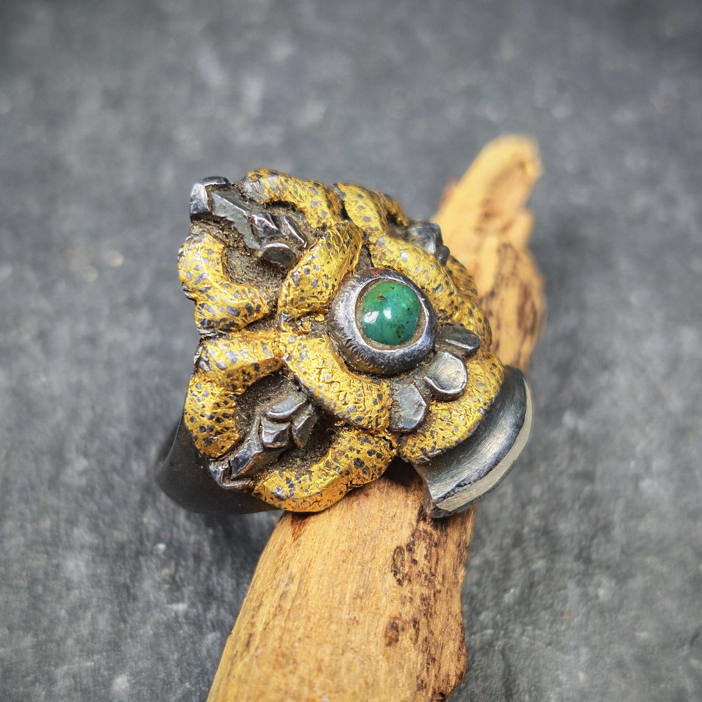 Tibetan Buddhist Vajra Bell Ring,Made of Pure Gold Filled and Silver Filled