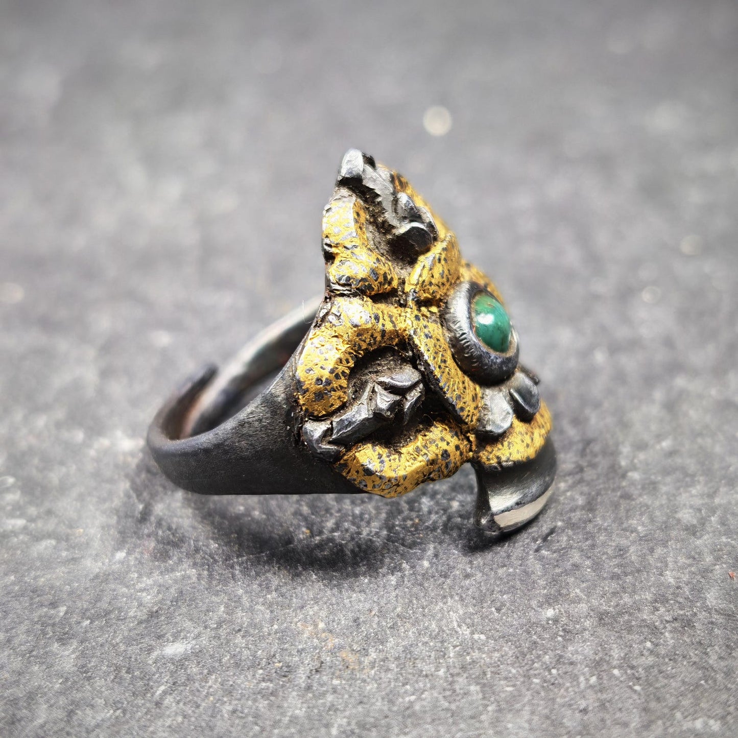 Tibetan Buddhist Vajra Bell Ring,Made of Pure Gold Filled and Silver Filled