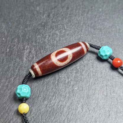 Authentic Fire Agate God of Wealth Dzi Necklace | 50*15mm