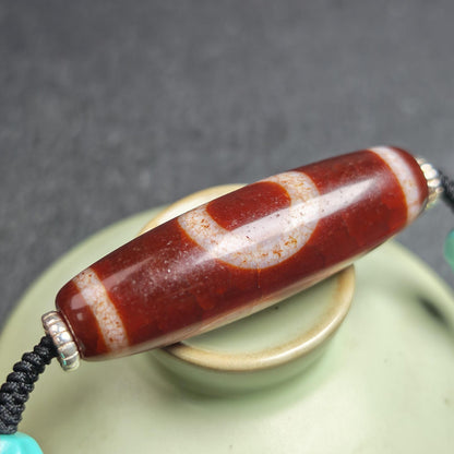 Authentic Fire Agate God of Wealth Dzi Necklace | 50*15mm