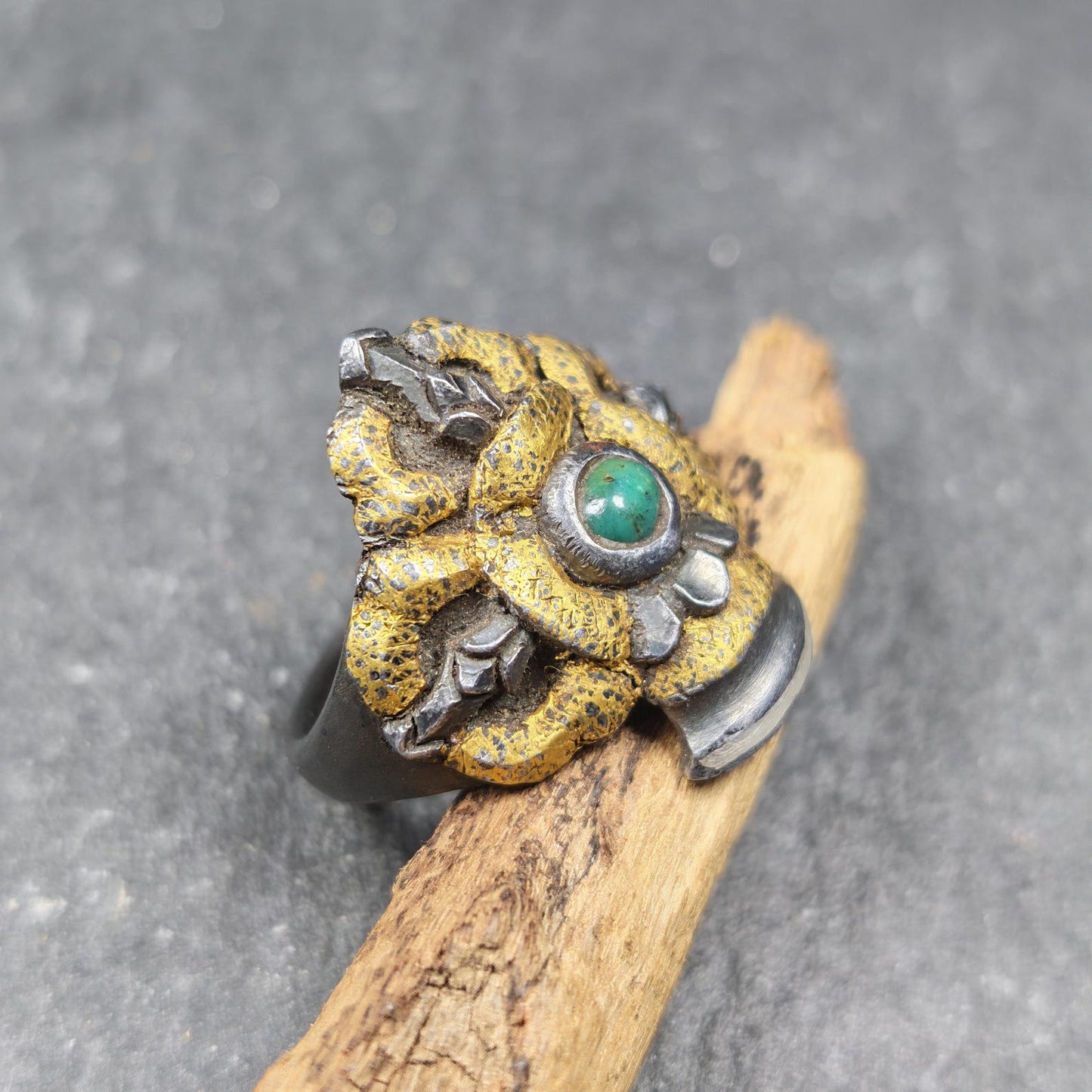 Tibetan Buddhist Vajra Bell Ring,Made of Pure Gold Filled and Silver Filled