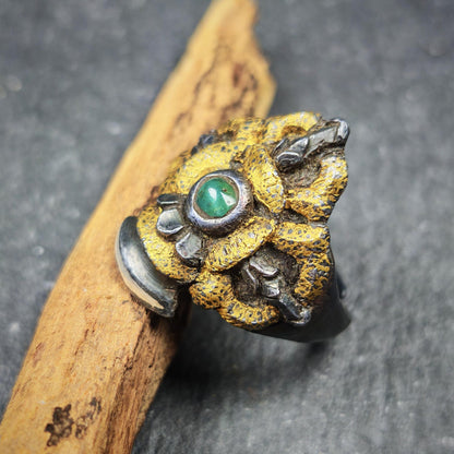 Tibetan Buddhist Vajra Bell Ring,Made of Pure Gold Filled and Silver Filled