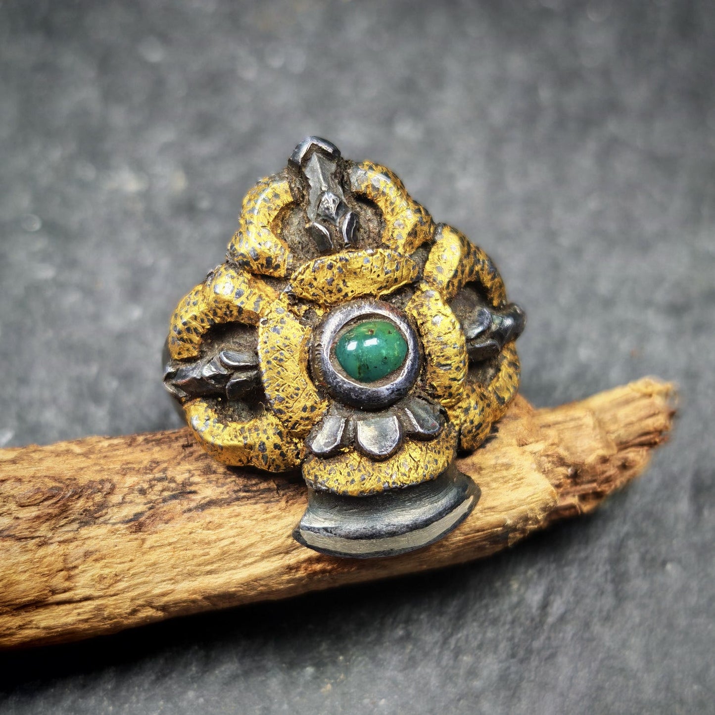 Tibetan Buddhist Vajra Bell Ring,Made of Pure Gold Filled and Silver Filled