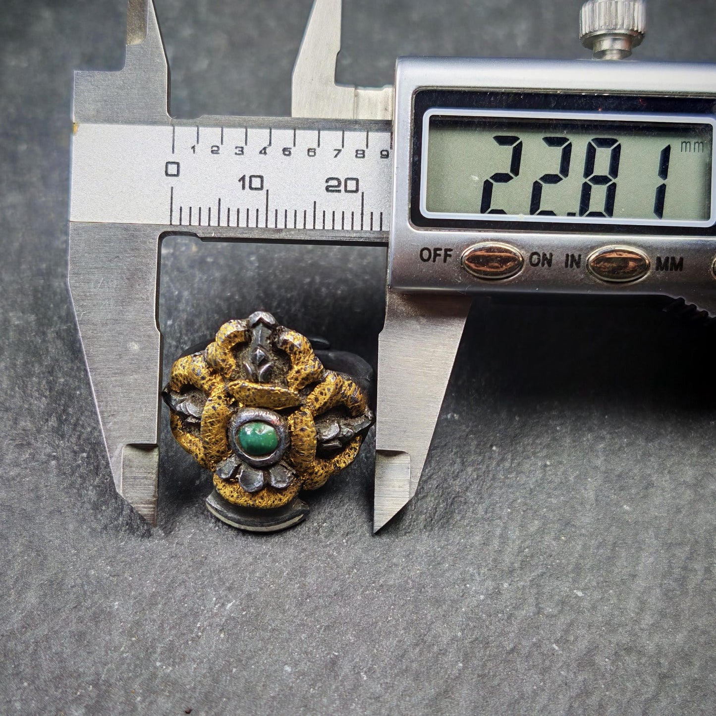 Tibetan Buddhist Vajra Bell Ring,Made of Pure Gold Filled and Silver Filled