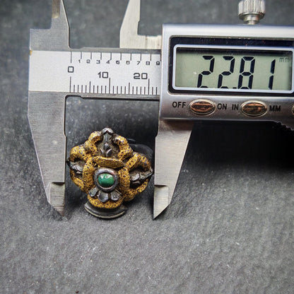 Tibetan Buddhist Vajra Bell Ring,Made of Pure Gold Filled and Silver Filled