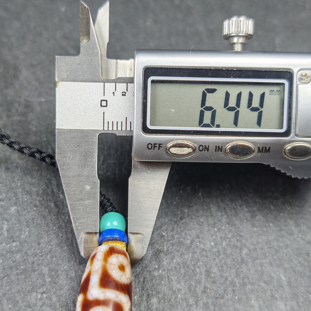 Fire Agate 9 Eye Dzi Bead Necklace - Tibetan Buddhist bead necklace, view 14