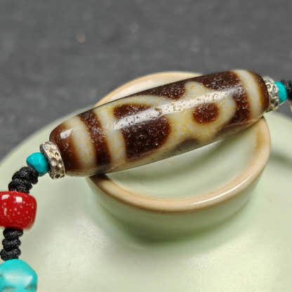Vintage Benefactor Dzi Bead Necklace - Tibetan Buddhist bead necklace, view 7