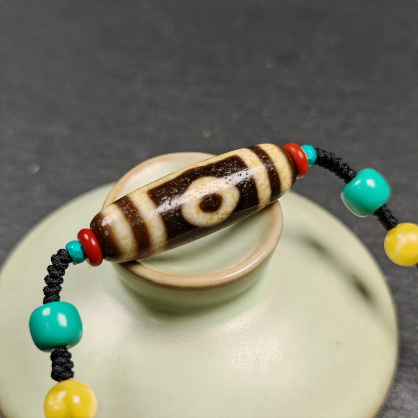 Vintage 3 Eyes Dzi Bead Necklace | 36*11mm