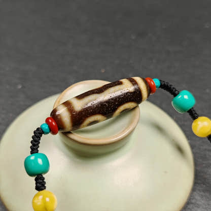 Vintage 3 Eyes Dzi Bead Necklace - Tibetan Buddhist bead necklace, view 8
