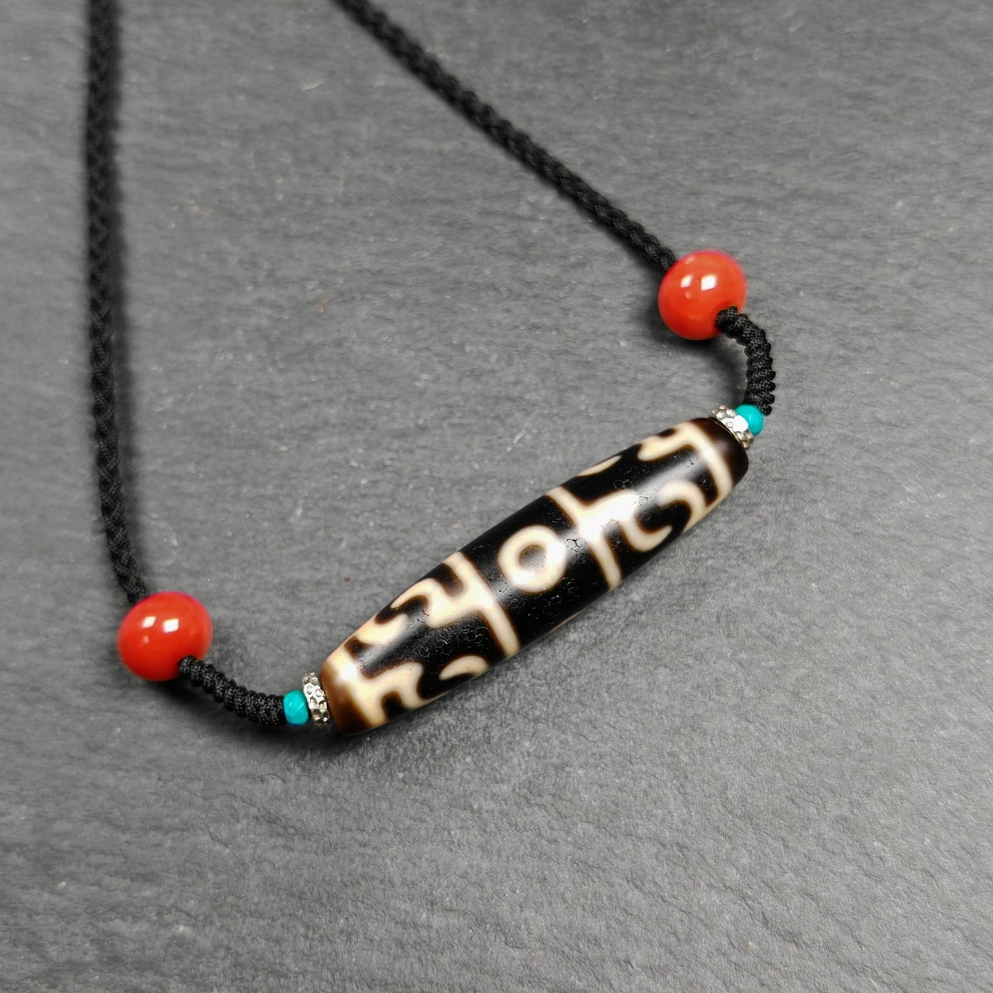 Guru Rinpoche Three Realms 3 Eyes Dzi Bead,50× 12 mm
