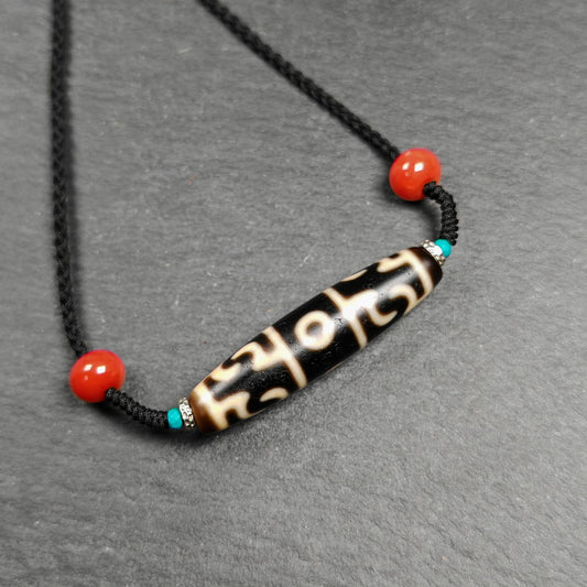 Guru Rinpoche Three Realms 3 Eyes Dzi Bead,50× 12 mm