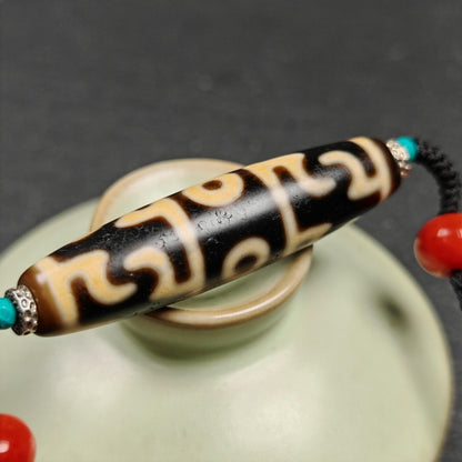 Guru Rinpoche Three Realms 3 Eyes Dzi Bead,50× 12 mm