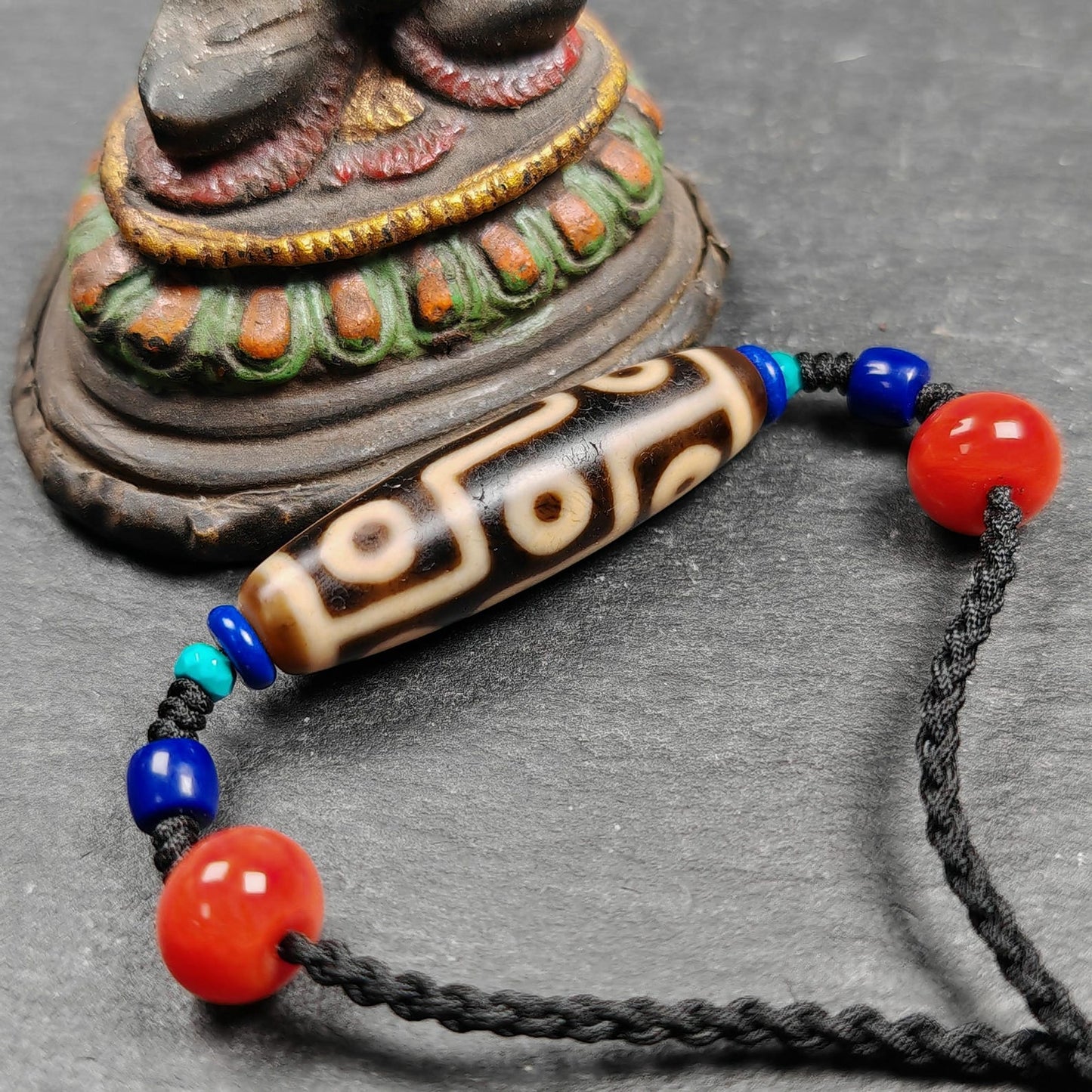 Vintage 9 Eyes Dzi Bead Necklace | 40*11mm