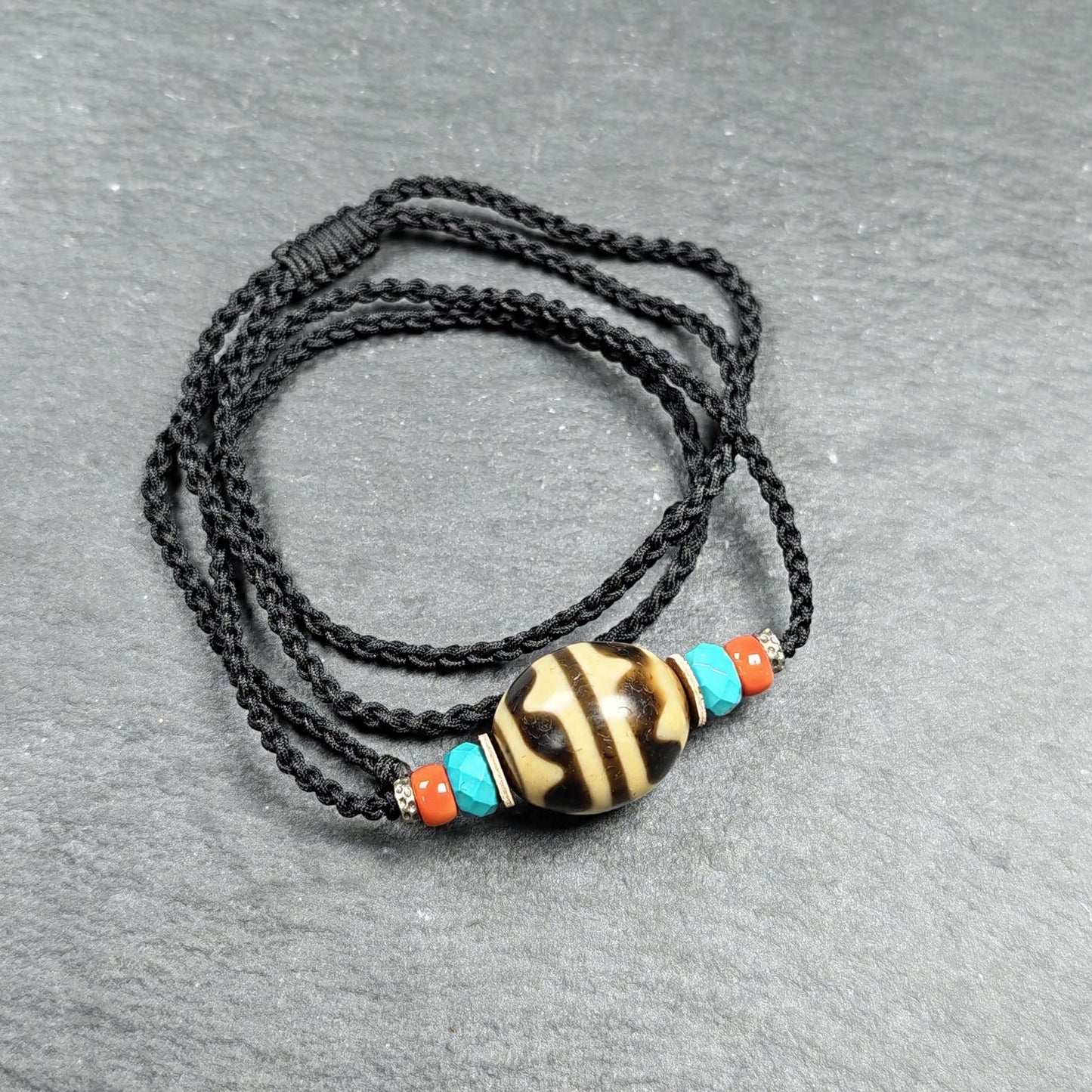 Tiger Tooth Dzi Bead Collarbone Pendant Necklace 20*18mm