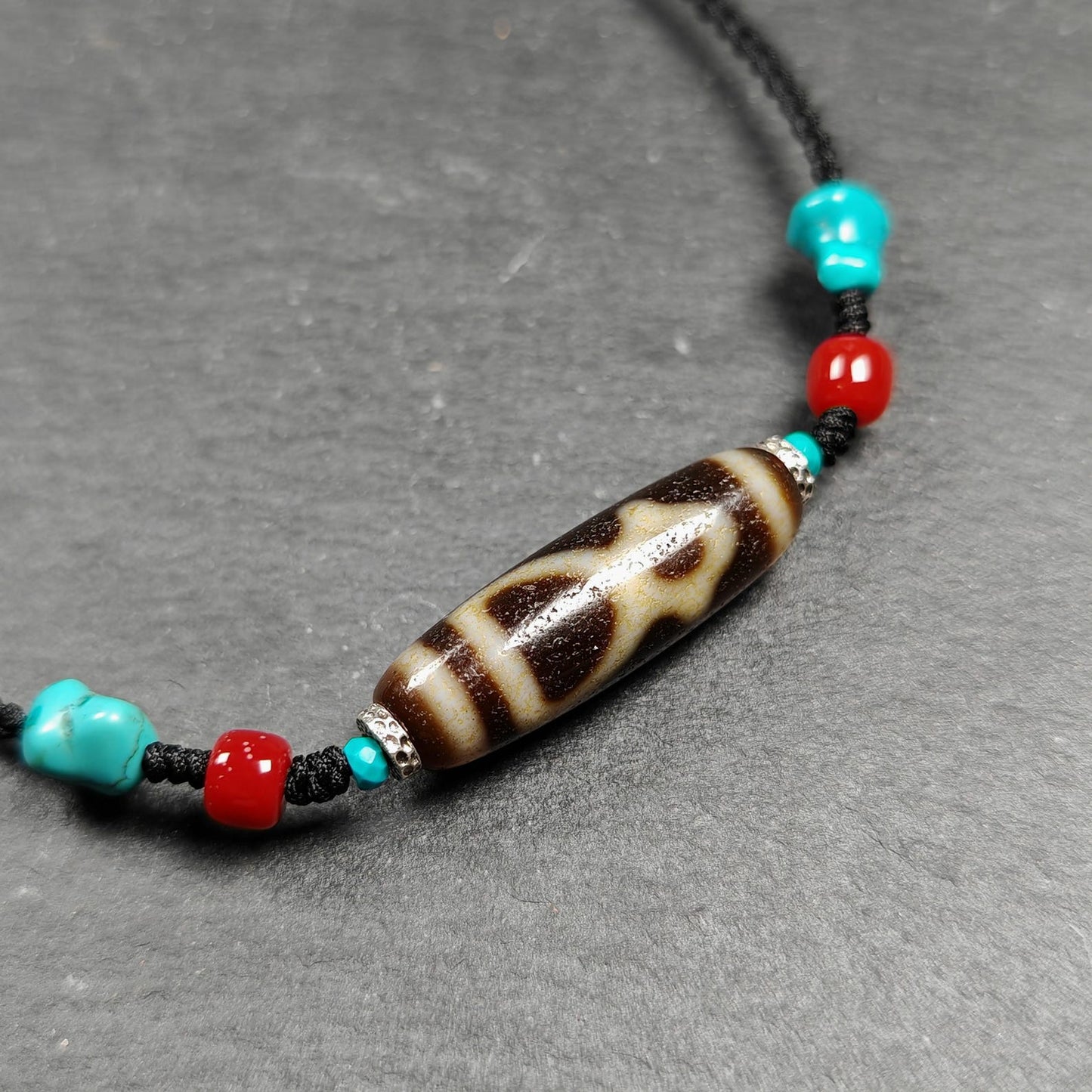 Vintage Benefactor Dzi Bead Necklace | 35*11mm