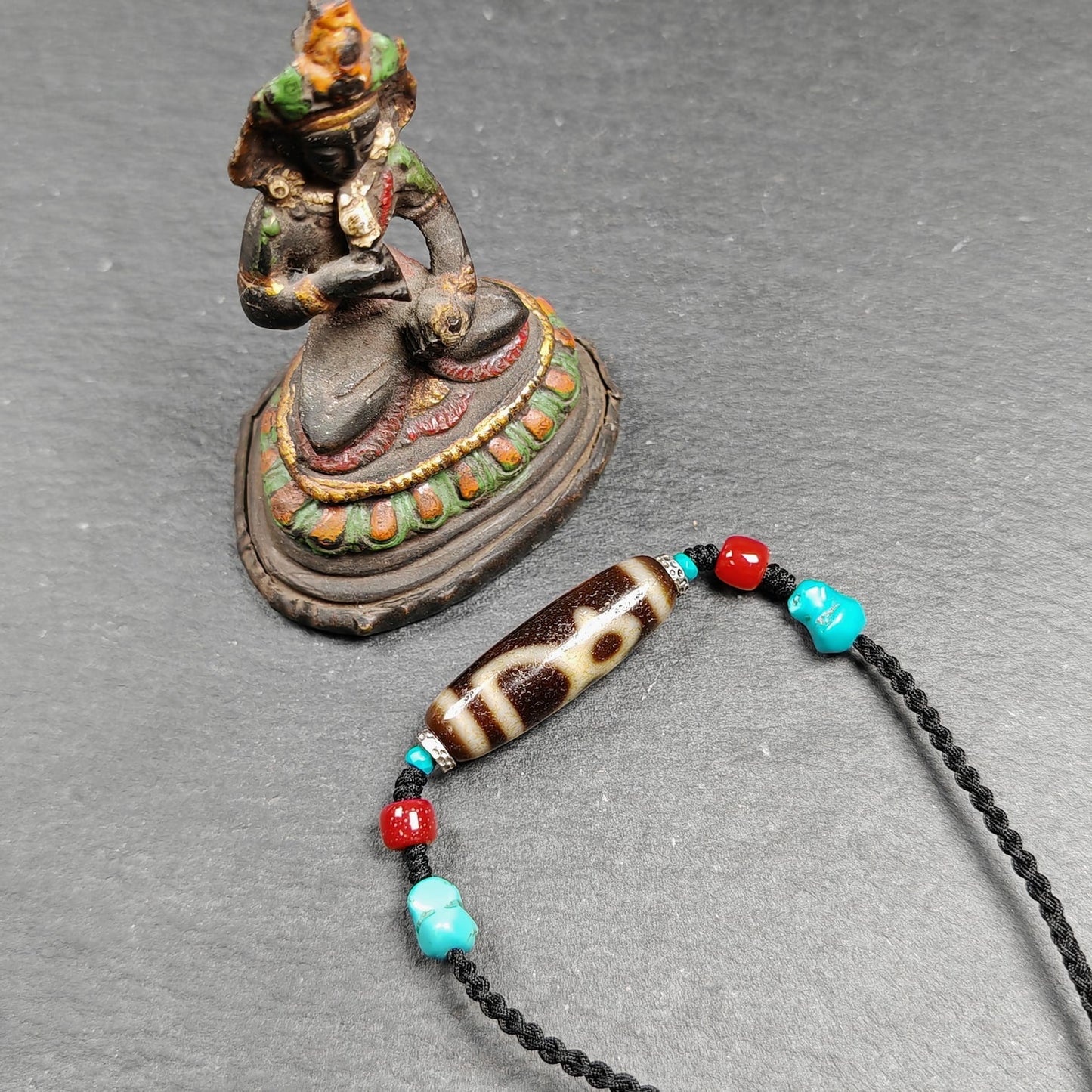 Vintage Benefactor Dzi Bead Necklace | 35*11mm