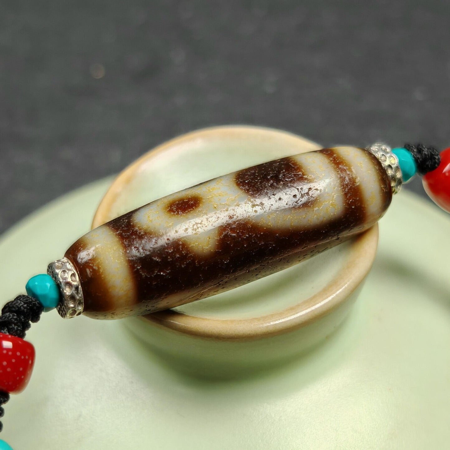 Vintage Benefactor Dzi Bead Necklace | 35*11mm
