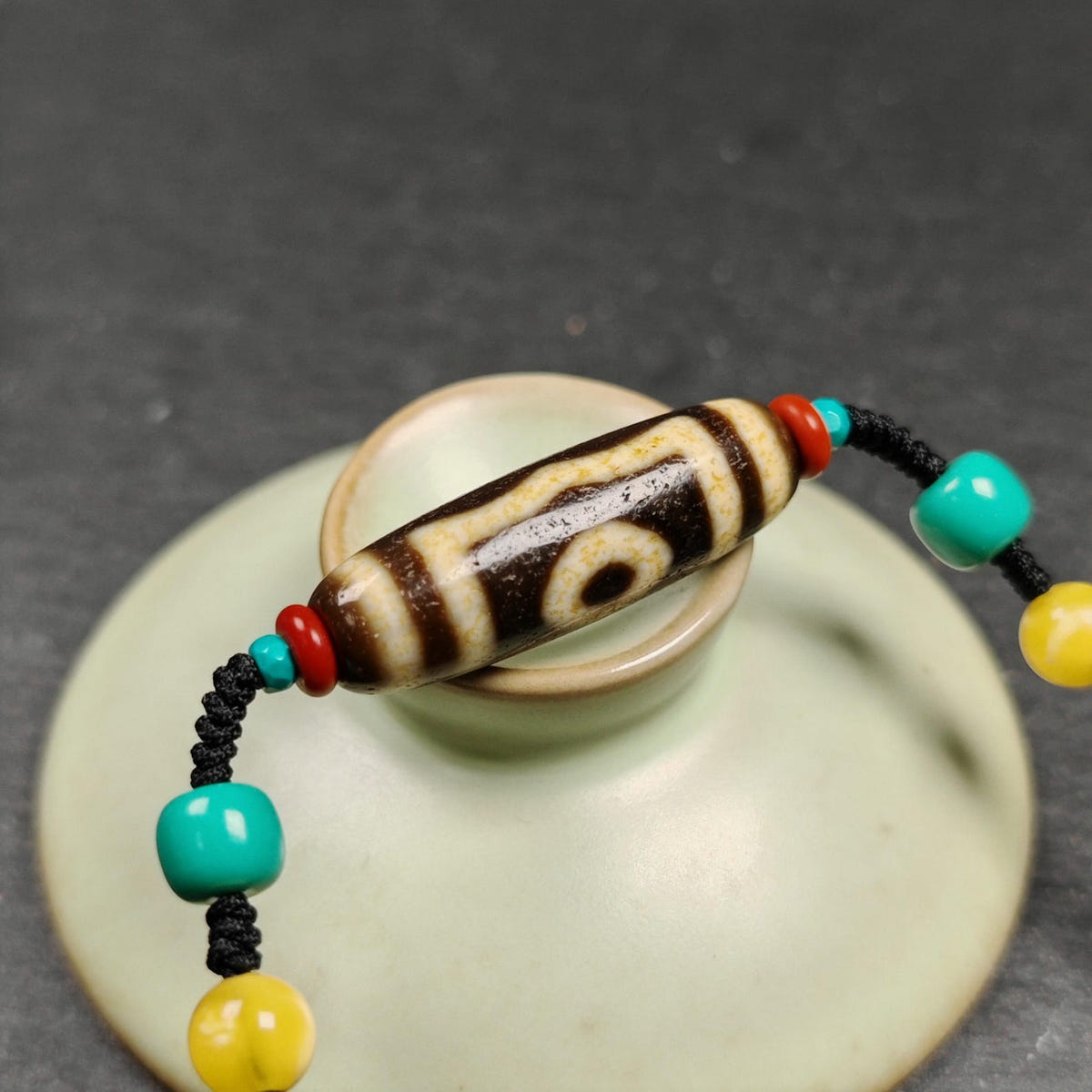 Vintage 3 Eyes Dzi Bead Necklace - Tibetan Buddhist bead necklace, view 10