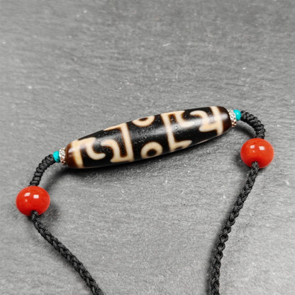 Guru Rinpoche Three Realms 3 Eyes Dzi Bead,50× 12 mm